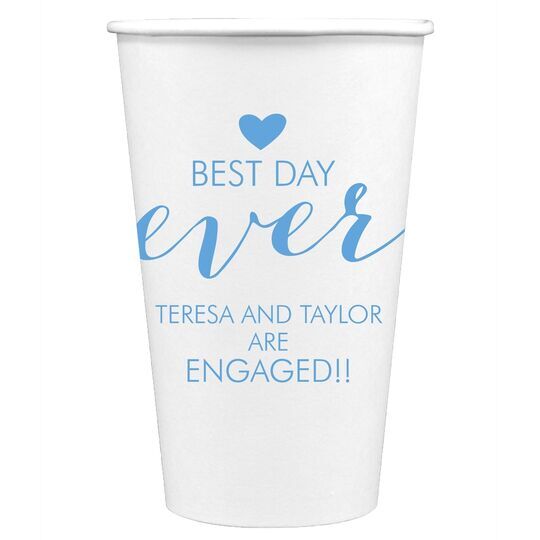 Best Day Ever with Heart Paper Coffee Cups